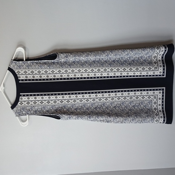 Dalia Navy Blue & White Bandana Abstract Print  Sleeveless Shift Dress Women's … - Picture 4 of 7